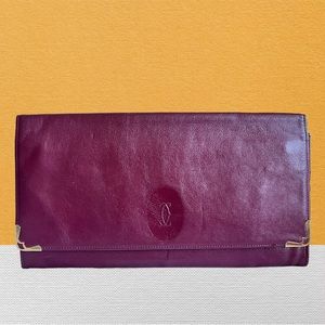 SOLD Authentic Cartier Paris Clutch Bag Red Bordeaux Leather
